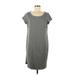 Eileen Fisher Casual Dress - Midi Crew Neck Short sleeves: Gray Solid Dresses - Women's Size Medium