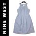 Nine West Dresses | New Nine West Blue & White Sleeveless Seersucker Cotton Dress Size 8 | Color: Blue/White | Size: 8