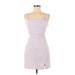Hollister Casual Dress - Mini: White Houndstooth Dresses - Women's Size Small