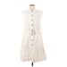 Banana Republic Casual Dress - Shirtdress: Ivory Dresses - Women's Size Medium Tall