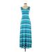 Merona Casual Dress - Maxi: Blue Stripes Dresses - Women's Size Small