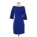 Vince Camuto Casual Dress - Sheath: Blue Solid Dresses - Women's Size 4