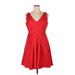 Calvin Klein Casual Dress - A-Line: Red Solid Dresses - Women's Size 14