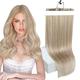 Ugeat Hair Extensions Clip ins Human Hair Blonde Highlight Double Weft Clip in Human Hair Extensions Ash Blonde Highlight with Blonde Remy Clip in Hair Extensions Blonde 12inch 5pcs