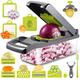 Onion Chopper Vegetable Chopper Mandoline - KKCITE 6 Blades Large Dicer Kitchen Manual Hand Held Veggie Chopper, Stainless Steel Food Chopper for Fruit Salad, Mandoline Potato Chopper with Container