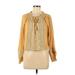 American Eagle Outfitters Long Sleeve Button Down Shirt: Gold Tops - Women's Size Medium