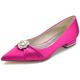 Women's Flats Shoes Rhinestone Pointed Head Ballet Flats Soft Comfortable Flat Shoes for Women Dress Flats Shoes,Fuchsia,3 UK