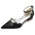 Minishion Elegant Dress Flats for Women Ankle Strap Almond Toe Wedding Evening Shoes with Knot BR163 Black UK 7