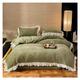 TONZN Queen Bed Set Winter Carved Bedding 4 Piece Set Milk Velvet Quilt Cover Set Double Sided Bed Sheet Set Comforter Sets Bedding (White Queen) (Green King)