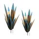 JISADER 2x Metal Agave Plant Outdoor Decor with Solar Light Rustic Sculpture