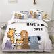 Duvet Cover Set Single Size for Kids Boys Girls Bedroom Bedding Set, Boy Girl Cartoon Blue Duvet Cover Bedspread (Double(200x200cm),zoo)