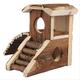 Hamster Cage Hamster Cage Decoration Small Pet Nest with Slide Climbing Hedgehog Chinchilla Wooden Cave Gift (Brown 17 * 8cm)