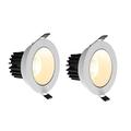 10W Rotatable Spotlight Recessed Ceiling Downlight, White Round Panel Wash Wall Lamp, Fire Rated Energy Saving Downlighters Accent Lamps, Bathroom Bedroom Decoration Lighting Fixtures (Color : Warm L