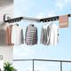 Clothes Airer, Retractable Wall-Mounted Clothes Rack with Suction Cup, Retractable Foldable Clothes Rail with Hooks & Towel Holder Balcony, Laundry, Bathroom, Bedroom (Dark Grey 3-Way)