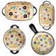 Baking Set, Hand Painted Ceramic Bakeware with with Handle, Non Stick Pyrex Baking Tray, Casserole Dish Ceramic Mixing Bowls, Binaural Rectangle Roasting Dish Pie Dish(Size:4Pcs,Color:Flower)
