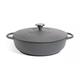 4 Litre Cast Iron Shallow Casserole Dish With An Enamel Coatin And Being Cast Iron, It Cooks Evenly - Grey