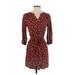 Sonoma Goods for Life Casual Dress - Shirtdress: Burgundy Print Dresses - Women's Size X-Small