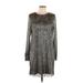 Banana Republic Casual Dress - Sweater Dress: Silver Marled Dresses - Women's Size 10