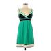 INC International Concepts Casual Dress - Mini: Green Color Block Dresses - Women's Size Medium