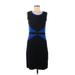 Black Saks Fifth Avenue Casual Dress - Shift: Blue Argyle Dresses - Women's Size Medium