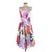 Calvin Klein Cocktail Dress - Midi: Purple Floral Motif Dresses - Women's Size 6