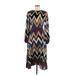 Traffic People Casual Dress - Midi: Brown Argyle Dresses - Women's Size Medium