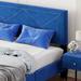 4-Pieces Queen Size Velvet Upholstered Bed Frame with Rivet Design