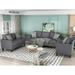 3 Pieces Sofa Set, Polyester-blend Gray Sofa with 5 Pillows, 3-seat Sofa & Loveseat and Single Chair, Living Room Set