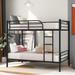 Twin Over Twin Metal Bunk Bed with Built-in Ladder and Guardrails, Black