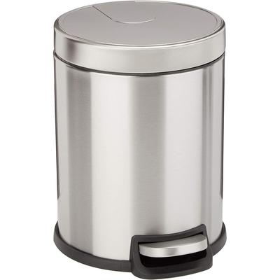 Soft-Close Trash Can With Foot Pedal, Brushed Stainless Steel