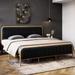 Upholstered Velvet Metal Bed Frame with Tufted Headboard