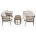 Modern Plush Upholstered Sofa 4-piece Rattan Outdoor Patio Conversation Set with Oval Coffee Table & Adjustable Foot Pads