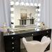 VANITII Hollywood Modern Vanity Dressing Makeup Table with 13-Drawer 15 LED Bulbs Bluetooth Mirror For Bedroom White