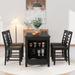5-Piece Counter Height Dining Table Set, Faux Marble Tabletop, 4 Dining Chairs, Storage Cabinet and Drawer