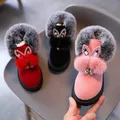 Bottes de neige en cuir pour enfants bottes d'hiver pour tout-petits chaussures en peluche pour