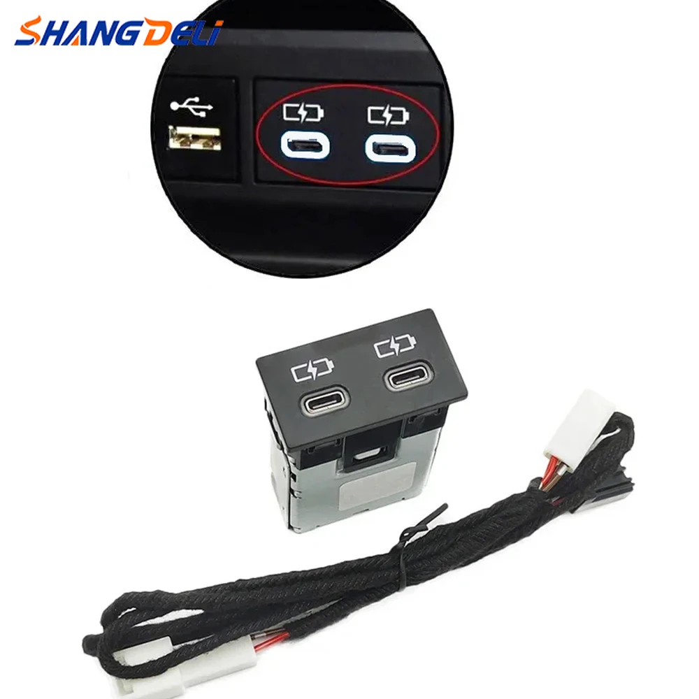 USB-Typ-C-Schnellladeadapter für Toyota Sienna Camry Highlander Corolla Land Cruiser 70 2018–2022, mit Verbindungsleitung Image