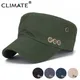 CLIMRapidly-Casquette militaire pour homme chapeau en coton couleur unie vert plat ajustable