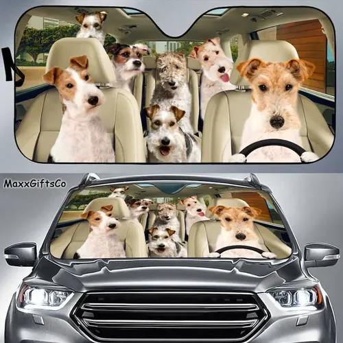 Fox Terrier Auto Sonnenschutz Fox Terrier Windschutzscheibe Hunde Familie Sonnenschirm Hunde Auto