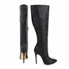 2025 neue Frauen Stiefel Winter Sexy Lange Overknee Leder Spitz Schnalle Seitlichem Reißverschluss High Heels Schuhe Plus Größe 35-42