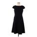 Anne Klein Casual Dress - Midi Crew Neck Short sleeves: Black Solid Dresses - Women's Size 6