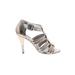 Pour La Victoire Heels: Silver Snake Print Shoes - Women's Size 7 1/2