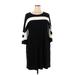 Nina Leonard Casual Dress - Sweater Dress: Black Stripes Dresses - Women's Size 1X
