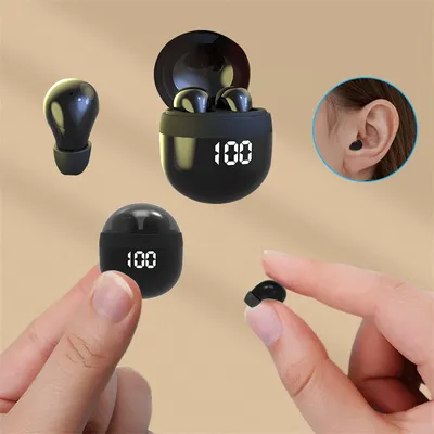SK mini headphones wireless bluetooth earphones sleep headset with mic noise reduction heavy bass