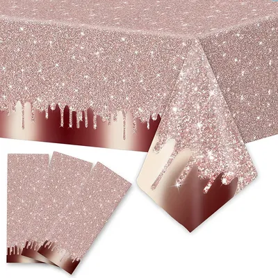 Pink Rose Gold Wedding Party Supplies Tablecloth for Kid Disposable Table Cover Favor Cartoon Story