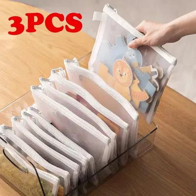 3pcs Toy storage bag 1pc building block puzzle sub-package bag children small particle zipper