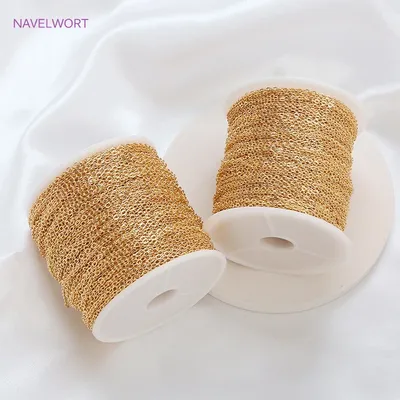 18K Gold Plated 1.3mm/1.6mm/2mm Thin Chain For Jewelry Making Supplies, Bulk Chain DIY Necklace Bracelet Accessory Wholesale