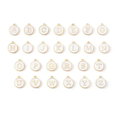 10pcs Enamel Letter Charms White Double Face Initial Letter Charms For Jewelry Making DIY Bracelet Earrings Accessories