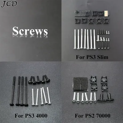 JCD Full Set Screws For PS2 PS3 Slim 2000 3000 4000 70000 Console Rubber Feet Cover Set Screws Kit