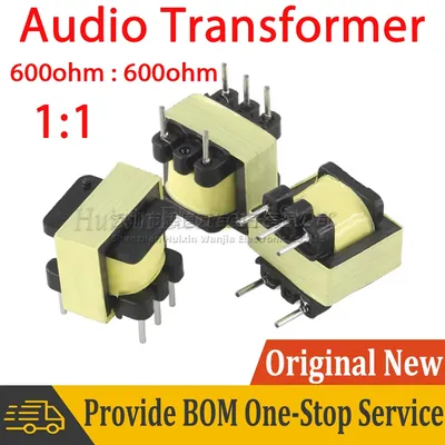 5pcs EI14 Type Audio Transformer 600 : 600 Ohm 1:1 Isolation Coupled Isolator Signal Digital Nickel