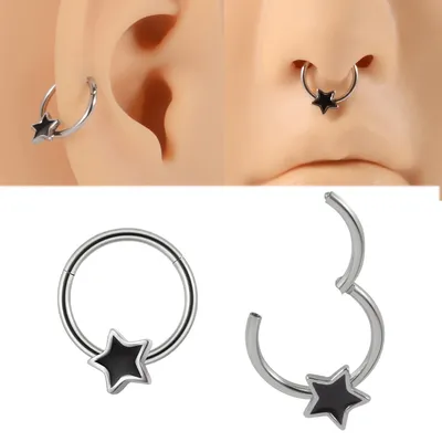 1PC Steel Star Septum Piercing Hinged Segment Nose Ring Septum Clicker Cartilage Tragus Clicker Body